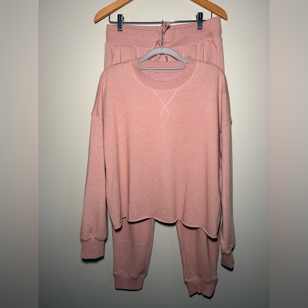 Z Supply Dusty Pink Cozy Knitwear Women’s Set Jogger And Sweatshirt Set Medium